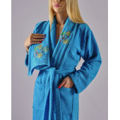 ALYA LÜKS NAKIŞLI PAMUKLU 2 PARÇA BORNOZ SETİ - 7