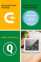 Medisana Alman Tasarım Dijital Ekranlı  Saat Sıcaklık Isı Nem Ölçer Termometre - 5