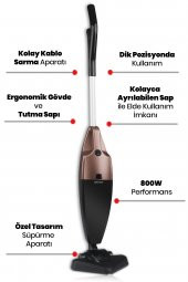 Goldmaster Vakum 2 Litre Geniş Hazneli 800 Watt Yıkanabilir Filtreli 2 In 1 Dikey ve Elde Elektrikli Süpürge - 4