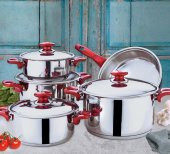 Gülsan Olimpos 9 Parça Çelik Kapaklı Tencere Seti Kırmızı - 2