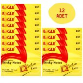 Eagle 75x100 mm Klasik Renk Yapışkanlı Not Kağıdı 100 Yaprak Sarı (657) 12 Adet - 1