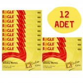 Eagle 75x125 mm Klasik Renk Yapışkanlı Not Kağıdı 100 Yaprak Sarı (655) 12 Adet - 1