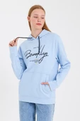 Süperlife Kadın Kapşonlu Regular Fit El Yazılı Brooklyn Baskılı İnce Sweatshirt SPR23SWk361 thumbnail 8