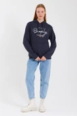 Süperlife Kadın Kapşonlu Regular Fit El Yazılı Brooklyn Baskılı İnce Sweatshirt SPR23SWk361 thumbnail 3