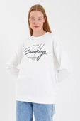 Süperlife Kadın Bisiklet Yaka Regular Fit El Yazılı Brooklyn İnce Sweatshirt SPR23SWK331 - 2