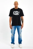 Süperlife Erkek Bisiklet Yaka Regular Fit NYC Baskılı Tişort SPR22TS114 - 1