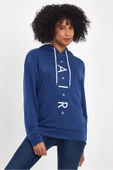 Süperlife Kadın Kapşonlu Oversize Fit Air Baskılı İnce Sweatshırt SPR22SWk162 - 2