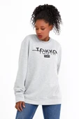 Süperlife Kadın Bisiklet Yaka Oversize Fit Tokya Baskılı İnce Sweatshirt SPR22SWK134 - 2