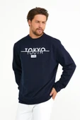 Süperlife Erkek Bisiklet Yaka Regular Fit Tokyo Basklı İnce Sweatshirt spr22sw134 - 4