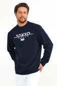 Süperlife Erkek Bisiklet Yaka Regular Fit Tokyo Basklı İnce Sweatshirt spr22sw134 - 5