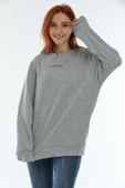 Süperlife Kadın Bisiklet Yaka Oversize Fit Brooklyn Baskılı Sweatshirt SPR22SWK030 - 1