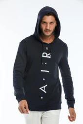 Erkek Kapşonlu Regular Air Baskılı İnce Sweatshirt SPR22SW104 - 6