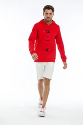 Erkek Kapşonlu Regular Air Baskılı İnce Sweatshirt SPR22SW104 - 7