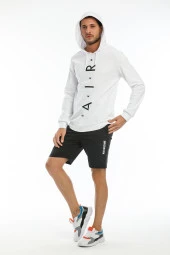 Erkek Kapşonlu Regular Air Baskılı İnce Sweatshirt SPR22SW104 - 12