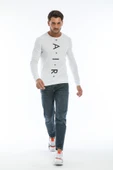 Süperlife Erkek Bisiklet Yaka Slim fit AR Baskılı İnce Sweatshirt SPR22sw101 - 1