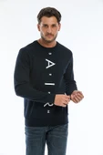 Süperlife Erkek Bisiklet Yaka Slim fit AR Baskılı İnce Sweatshirt SPR22sw101 - 11