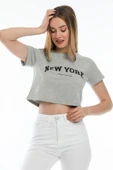Süperlife Kadın Newyork Baskılı Slim Fit Tişort SPR21Y15 - 11