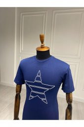 Interview O Yaka Yıldız Desen Basic Lacivert T-shirt - 3