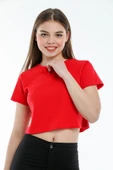 Süperlife Kadın Bisiklet Yaka Crop Örme Slim Fit Tişort SPR21Y13 - 8