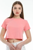 Süperlife Kadın Bisiklet Yaka Crop Örme Slim Fit Tişort SPR21Y13 - 3