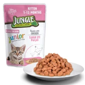 Jungle Pouch Tavuklu Yavru Kitten Kedi Konserve 100 gr thumbnail 3