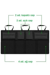 Oto Araç Bagaj Düzenleyici Çanta Araç Içi Eşya Düzenleyici Bod Oto Bagaj Organizer 8 Cepli Fileli thumbnail 1