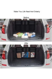 Oto Araç Bagaj Düzenleyici Çanta Araç Içi Eşya Düzenleyici Bod Oto Bagaj Organizer 8 Cepli Fileli thumbnail 2