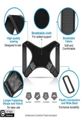 Yeni Nesil Dik Duruş Korsesi Kamburluk Önleyici Terletmez Korse Unisex Siyah thumbnail 3