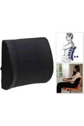 Unisex Siyah Ortopedik Koltuk Minderi Araç Sandalye Bel Sırt Desteği Bel Dik Duruş Destek - 2