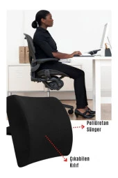 Lux Ortopedik Bel Yastığı Sırt Minderi Araç Koltuk Ofis Sandalye Yastığı - 3