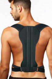 Yeni Nesil Kamburluk Önleyici Sırt Dik Duruş Korsesi Unisex Siyah Medikal Korse Ortopedik - 3