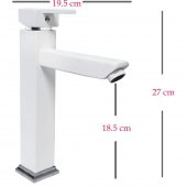 Venita Kare Aç Kapa Çanak Tipi Uzun Lavabo Bataryası Beyaz Gold - 4