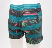 Yüzme, Sörf Şortu Çocuk Filesiz Dar Kalıplı Boardshort  Meridyendukkan Olaıan Mavi,Yeşil Palmiye Desenli thumbnail 3