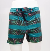 Yüzme, Sörf Şortu Çocuk Filesiz Dar Kalıplı Boardshort  Meridyendukkan Olaıan Mavi,Yeşil Palmiye Desenli thumbnail 1