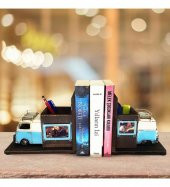Kalemlik ve Çerçeveli Kitap Tutucu Dekoratif Metal Minibüs - 1
