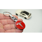 Tesla Logo Model 3 S X Y Kırmızı Metal Çift Yön Anahtarlık - 1
