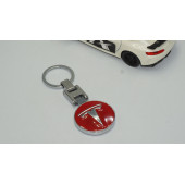 Tesla Logo Model 3 S X Y Kırmızı Metal Çift Yön Anahtarlık - 2