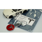 Tesla Logo Model 3 S X Y Kırmızı Metal Çift Yön Anahtarlık - 6