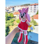Amigurumi örme oyuncak Sonic karakteri Amy rose Pembe Sonic - 1