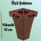Lüks Mobilya Kanepe Sehpa TV Ünitesi Koltuk Ayağı 10 cm Kahverengi Ahşap Desenli Baza Ayak - 3