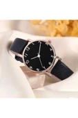 Kadın Kol Saati Bileklik Lüks Moda Şık Trend Set Saat Siyah Rose Gold - 3