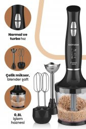 GoldMaster Fastmix Siyah Sessiz Hız Ayarlı 3 In 1 Doğrama Karıştırma Blender Seti - 1