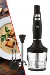 Evia Nora Sessiz Hız Ayarlı 3 in 1 Doğrama Karıştırma Blender Seti - 1