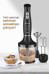 GoldMaster Fastmix Siyah Sessiz Hız Ayarlı 3 In 1 Doğrama Karıştırma Blender Seti - 5