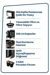 GoldMaster Colombia Yıkanabilir Filtreli Çift Kupalı Filtre Kahve Makinesi - 1