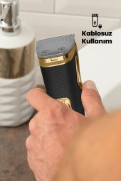 Goldmaster Zenith Çift Port Şarj Girişli Kablolu Kablosuz Kullanım Erkek Bakım Seti - 3