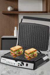 GoldMaster Gralux Siyah Paslanmaz Çelik Granit Çıkarılabilir Plakalı Tost Ve Izgara Makinesi - 3
