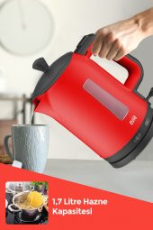 Evia Çayzade Kırmızı Cam Demlikli Bpa İçermeyen Çay Makinesi Ve Su Isıtıcısı - 4