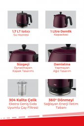 Evia Ladem Mor Geniş Kapasiteli  Paslanmaz Çelik Çay Makinesi Ve Su Isıtıcısı - 3