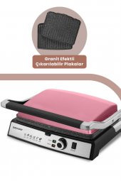 Goldmaster Gralux Pembe Paslanmaz Çelik Granit Çıkarılabilir Plakalı Tost Ve Izgara Makinesi - 3